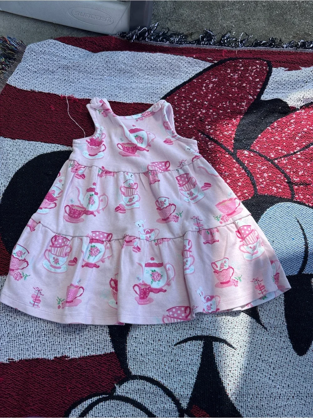 GYMBOREE PINK MOUSE TEACUP GRAPHIC PRINT DRESS SIZE 18/24 MONTHS ADORABLE